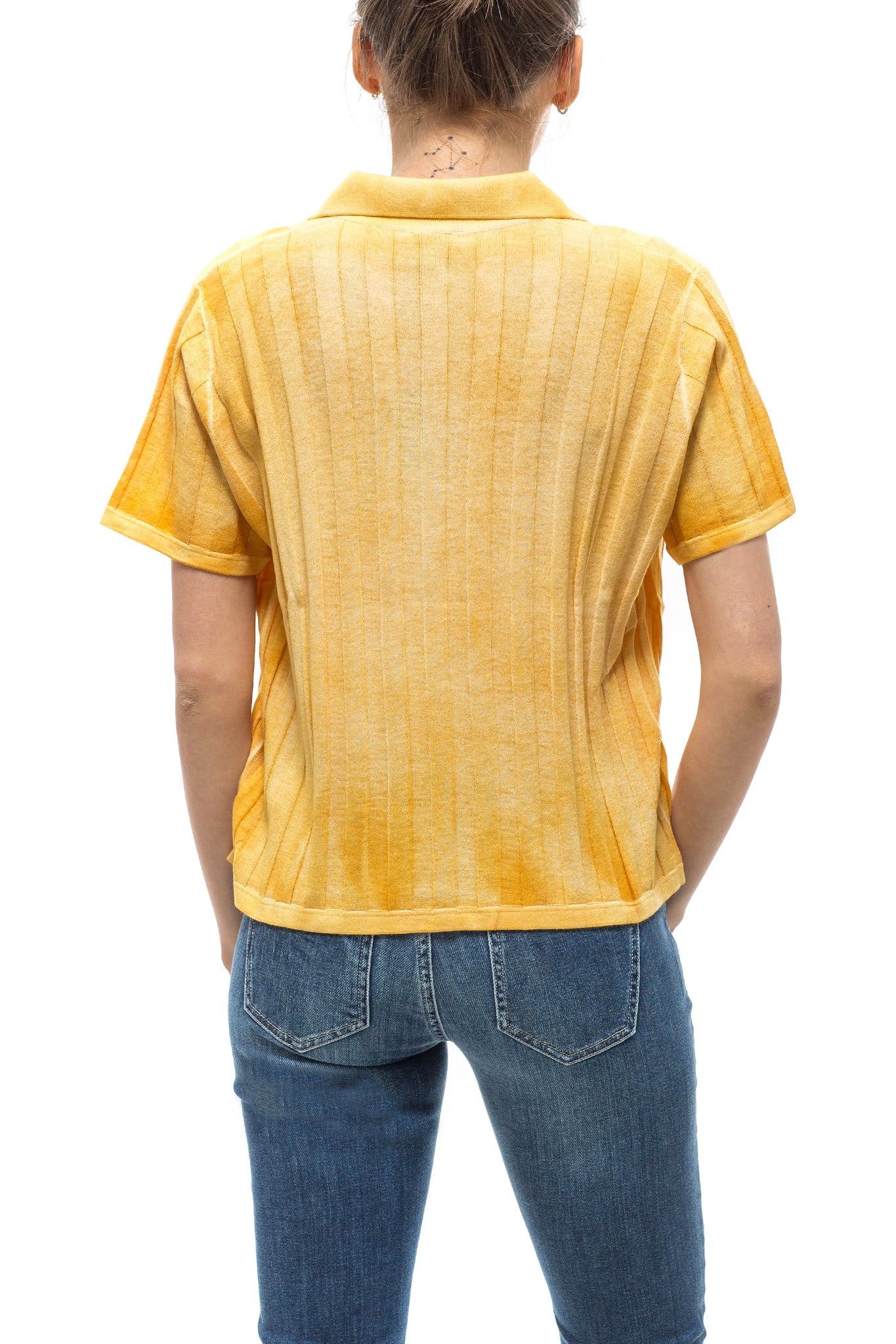 Ivy Ribbed Polo In Yellow - Image 3