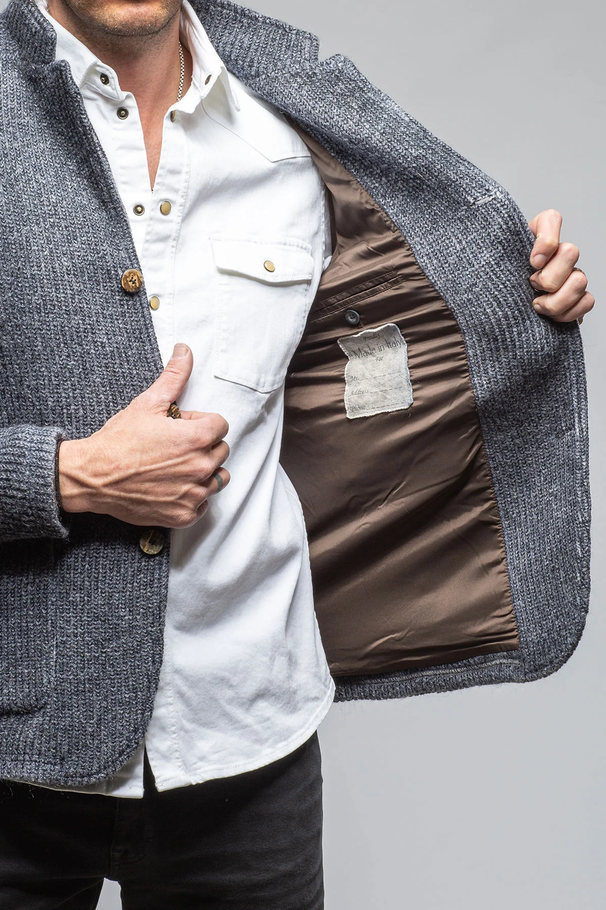 Cardigan Shirt Jacket In Navy - Image 3