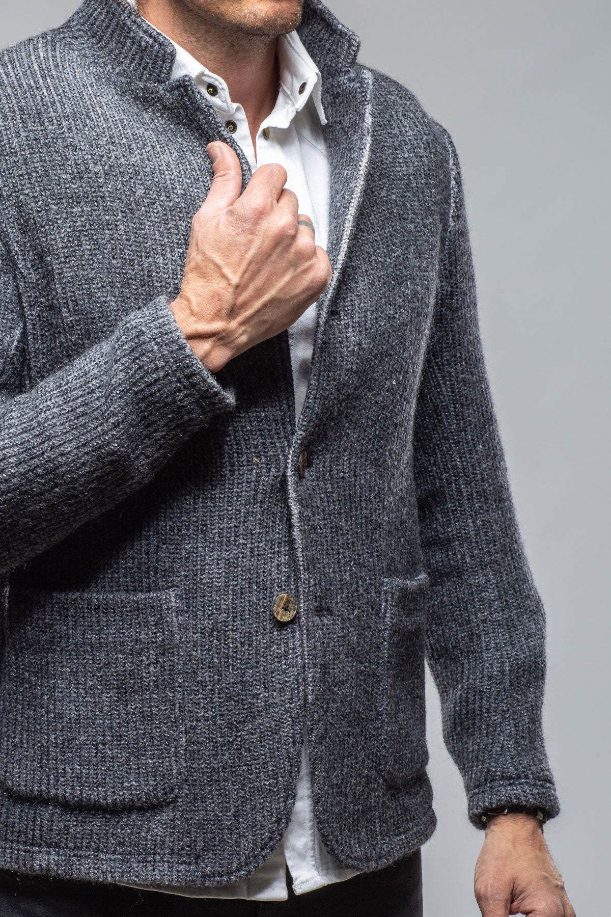 Cardigan Shirt Jacket In Navy - Image 4