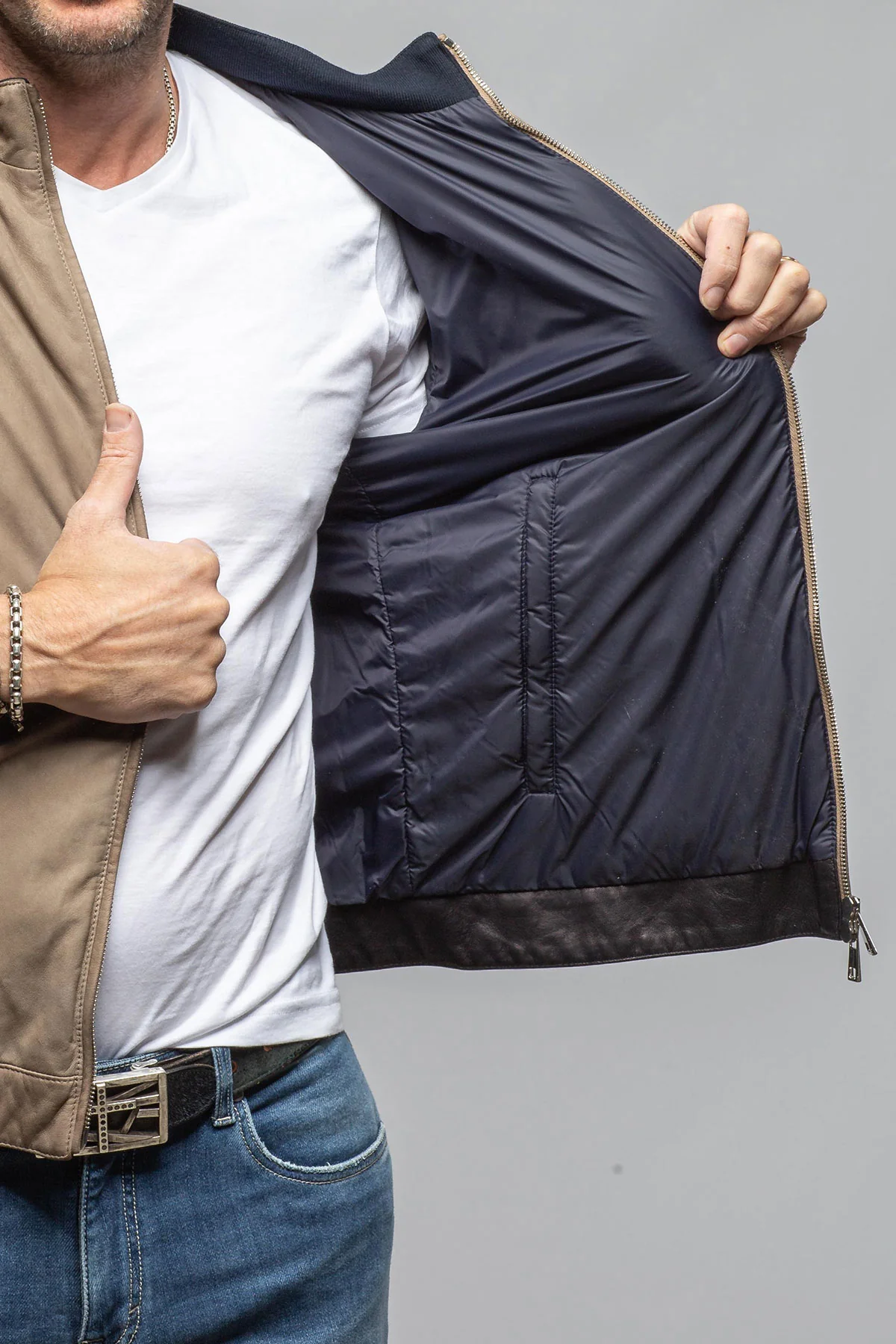 Dakota Leather Moto In Stone - Image 4