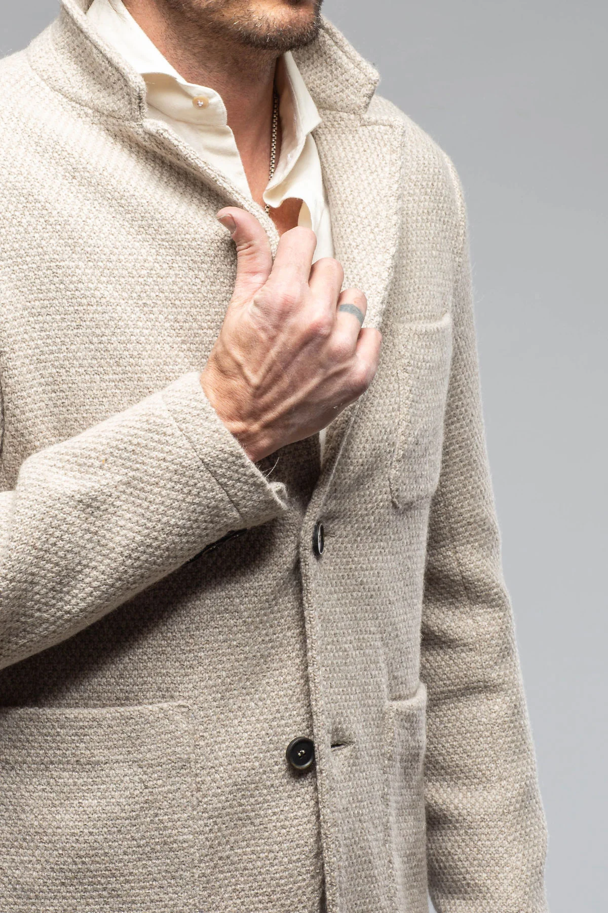 Halifax Knit Coat in Stone - Image 3