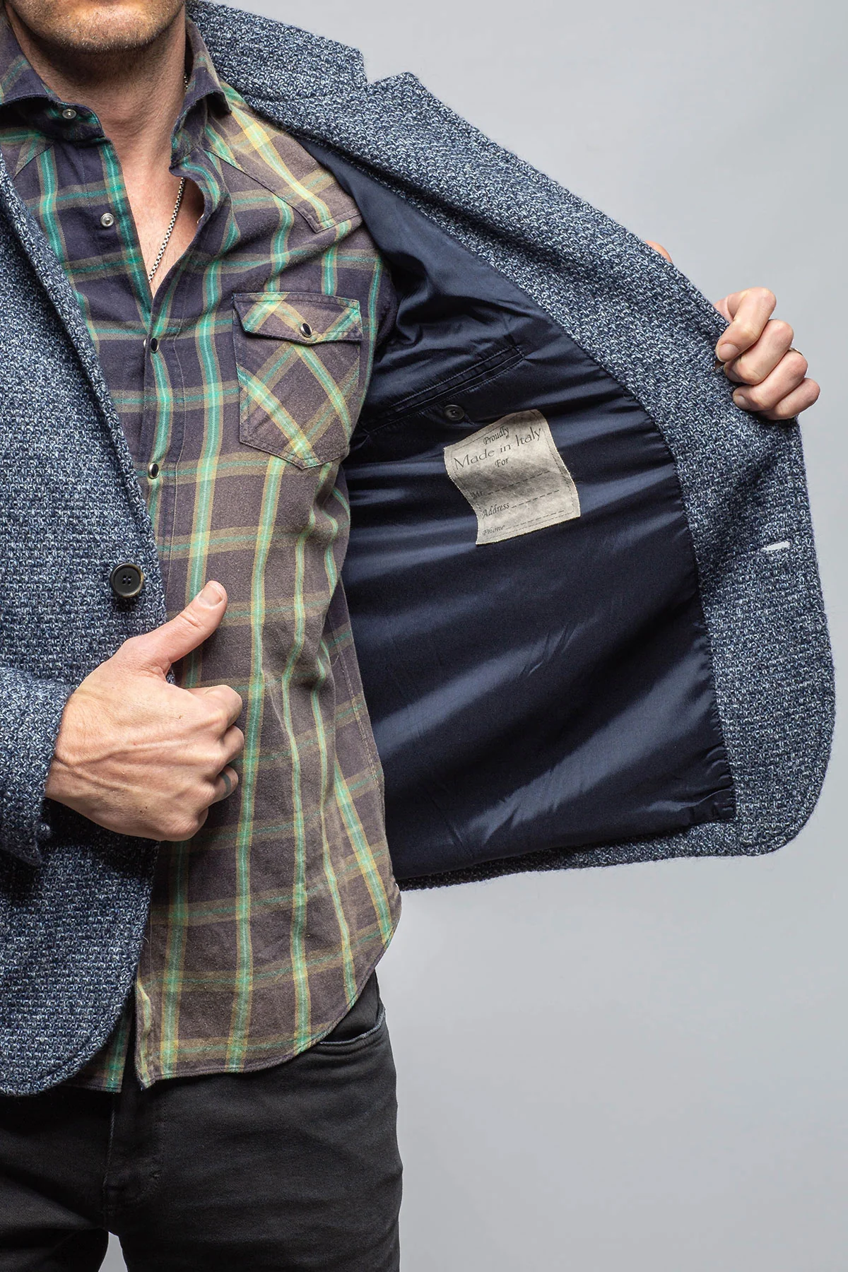 Halifax Knit Coat In Washed Navy - Image 3