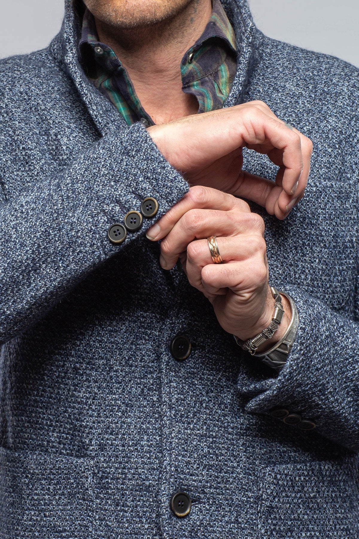 Halifax Knit Coat In Washed Navy - Image 4