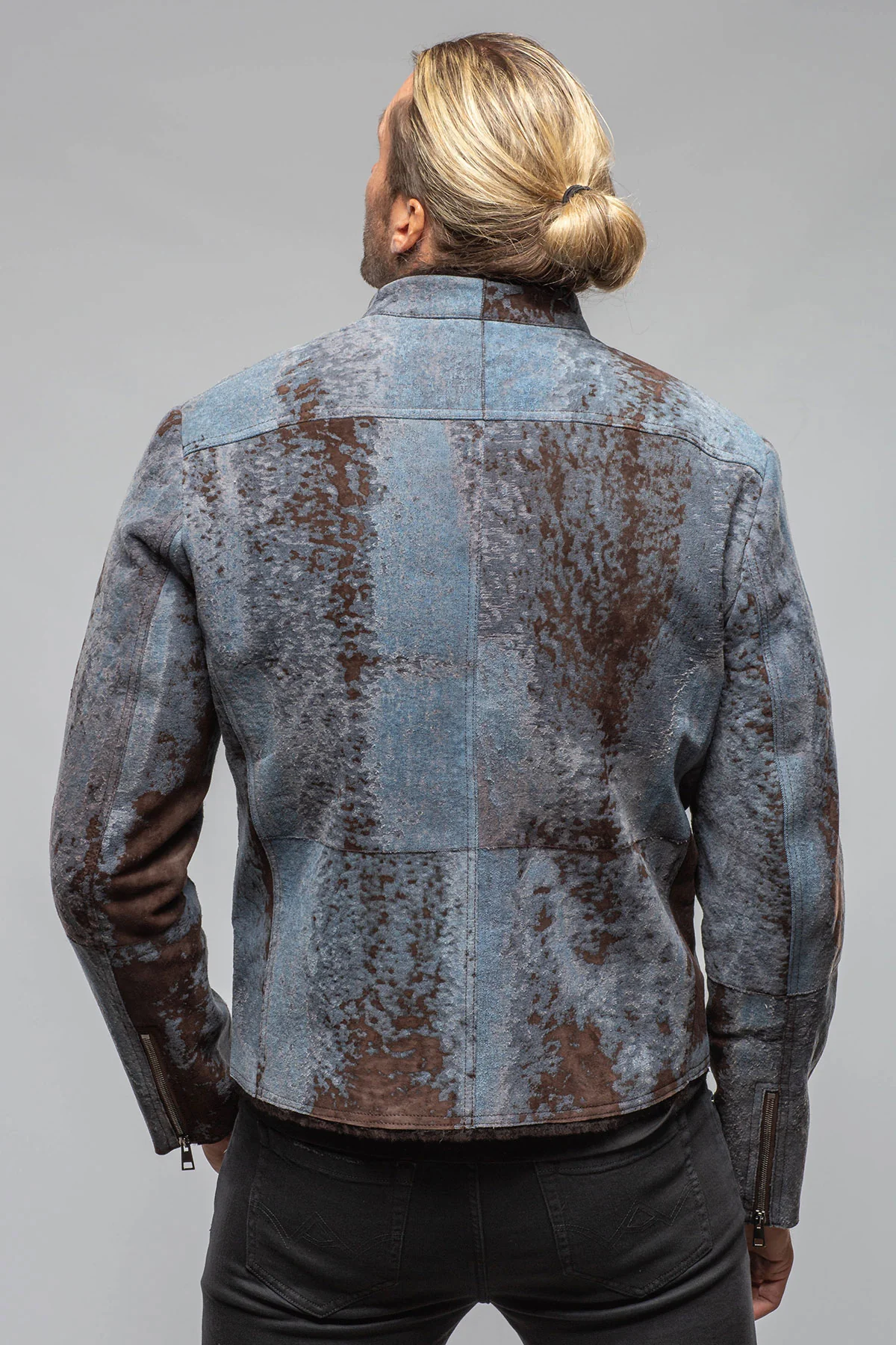 Jean Shearling Moto In Distressed Brown - Image 4