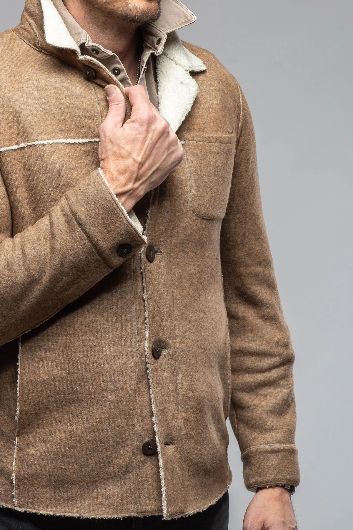 Kalispell Sherpa Shirt Jacket In Tan - Image 4