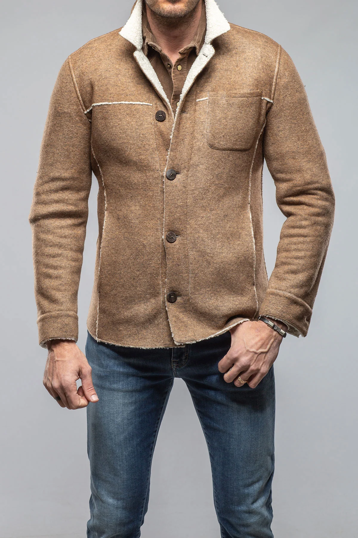 Kalispell Sherpa Shirt Jacket In Beige - Image 6