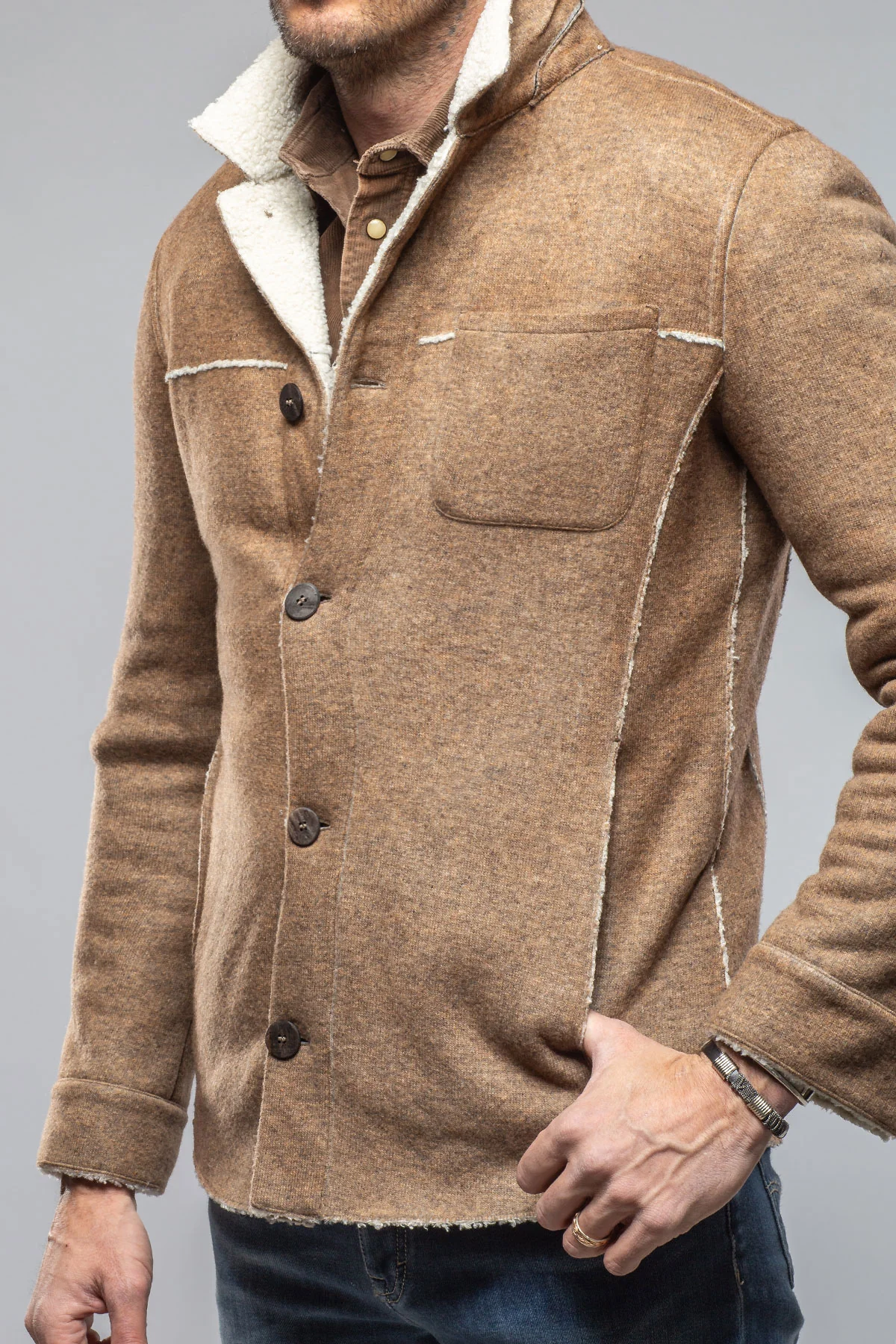 Kalispell Sherpa Shirt Jacket In Beige - Image 7