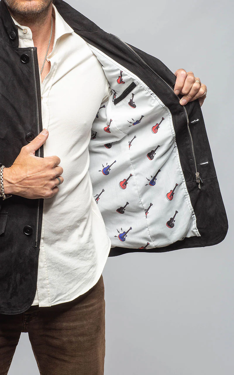 Polo Sartorial Suede Jacket In Black - Image 3