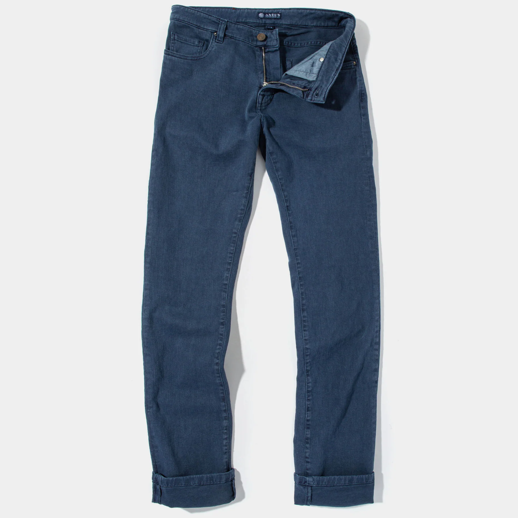 Taos Slim Cotton/Linen Denim in Blu Oxford - Image 5
