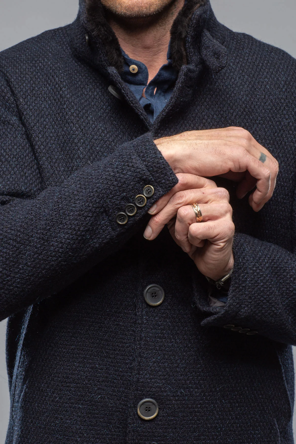 Vancouver Knit Coat In Navy - Image 3