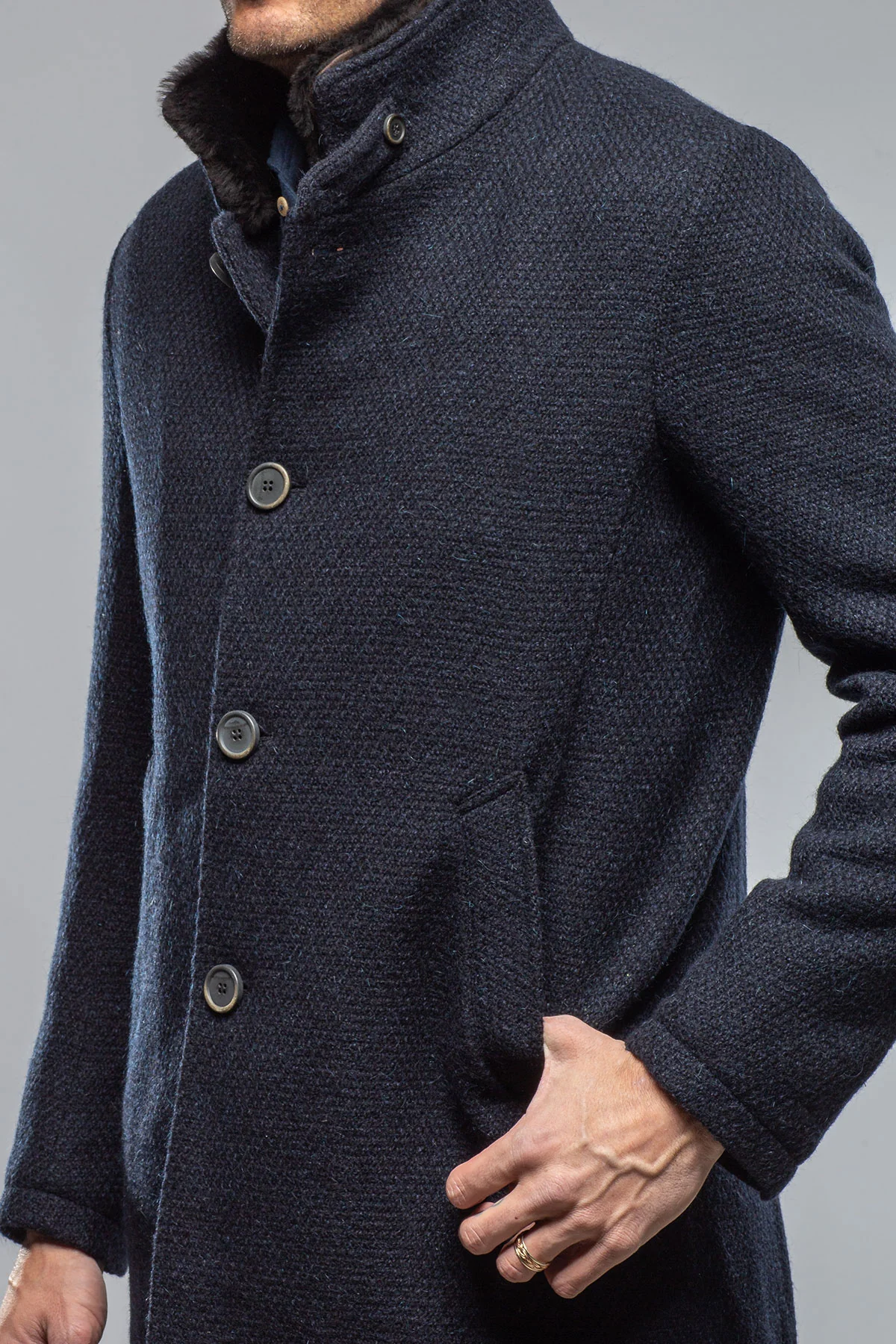 Vancouver Knit Coat In Navy - Image 7